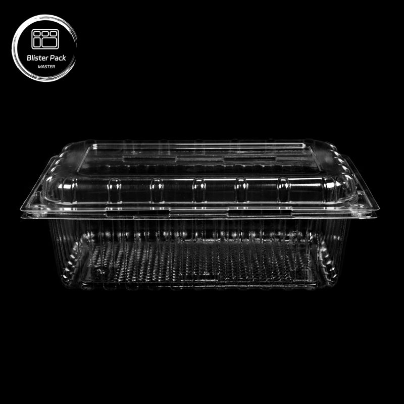 حاويات الفاكهة الشفافة من نوع بي تي إيه (PET Clamshell) صناديق بلاستيكية لمرة واحدة مع أغطية لتغليف الليتشي والعنب